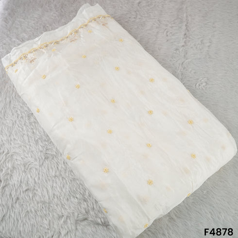 Cutdana Thread Sequins Embroidered Tabby Silk Fabric- F4878